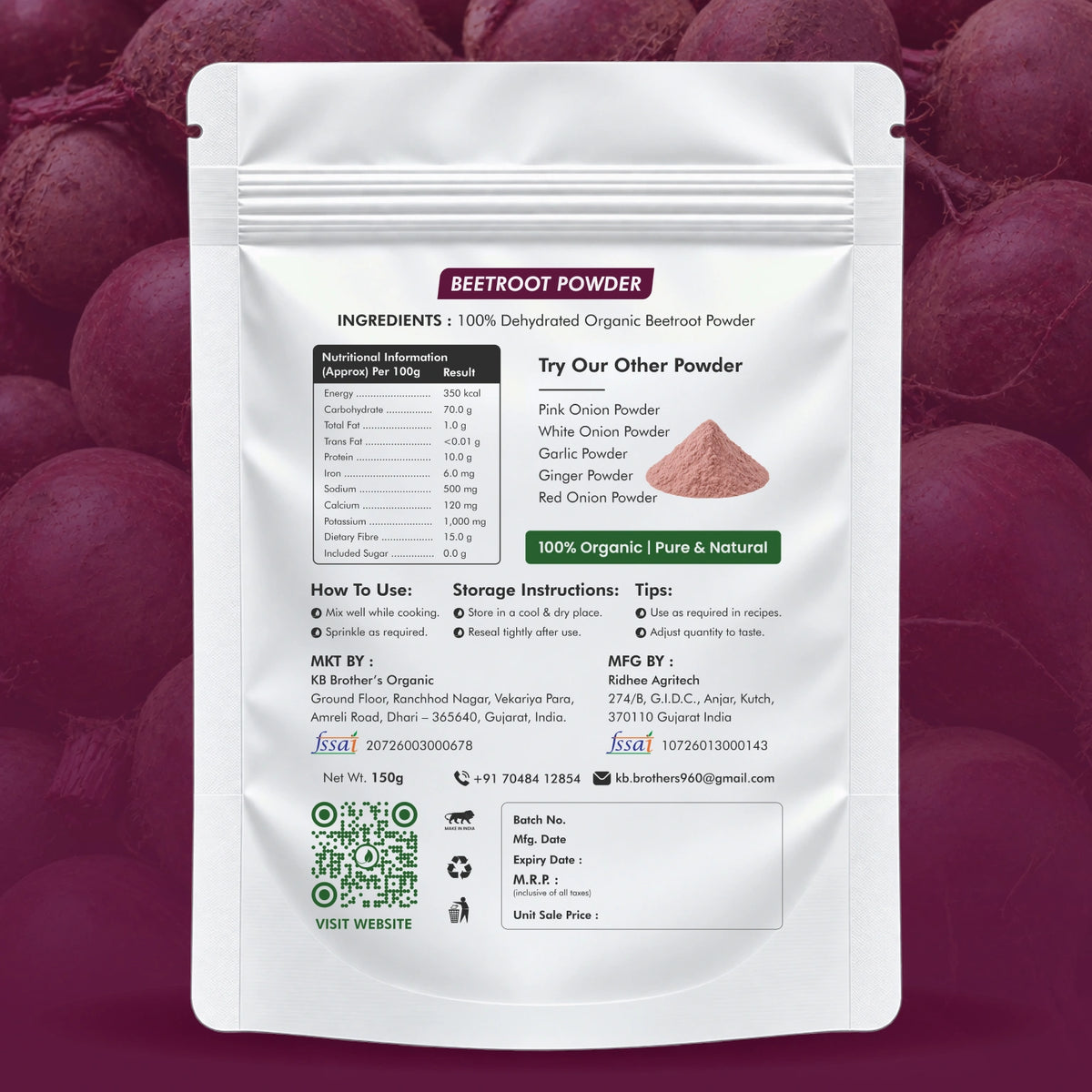 Beetroot Dehydrated Powder