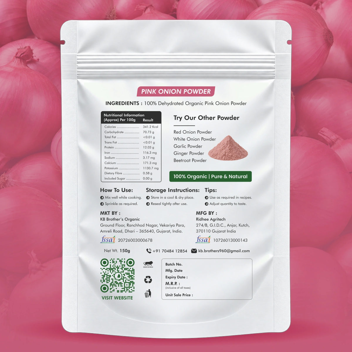 Pink Onion Dehydrated Powder