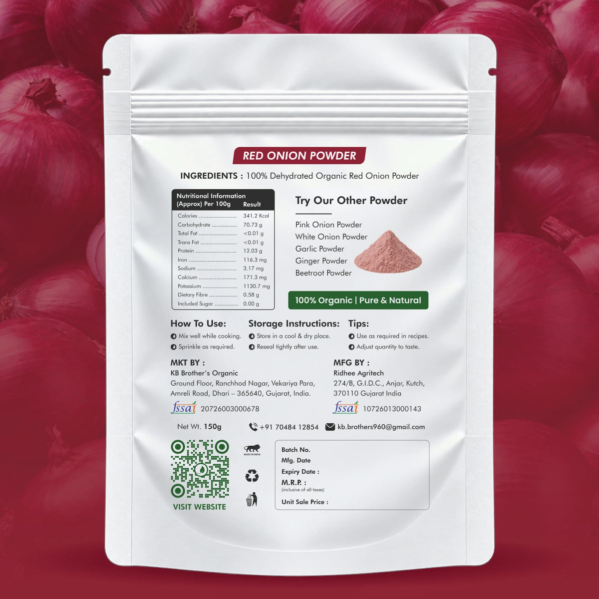 Red Onion Dehydrated Powder