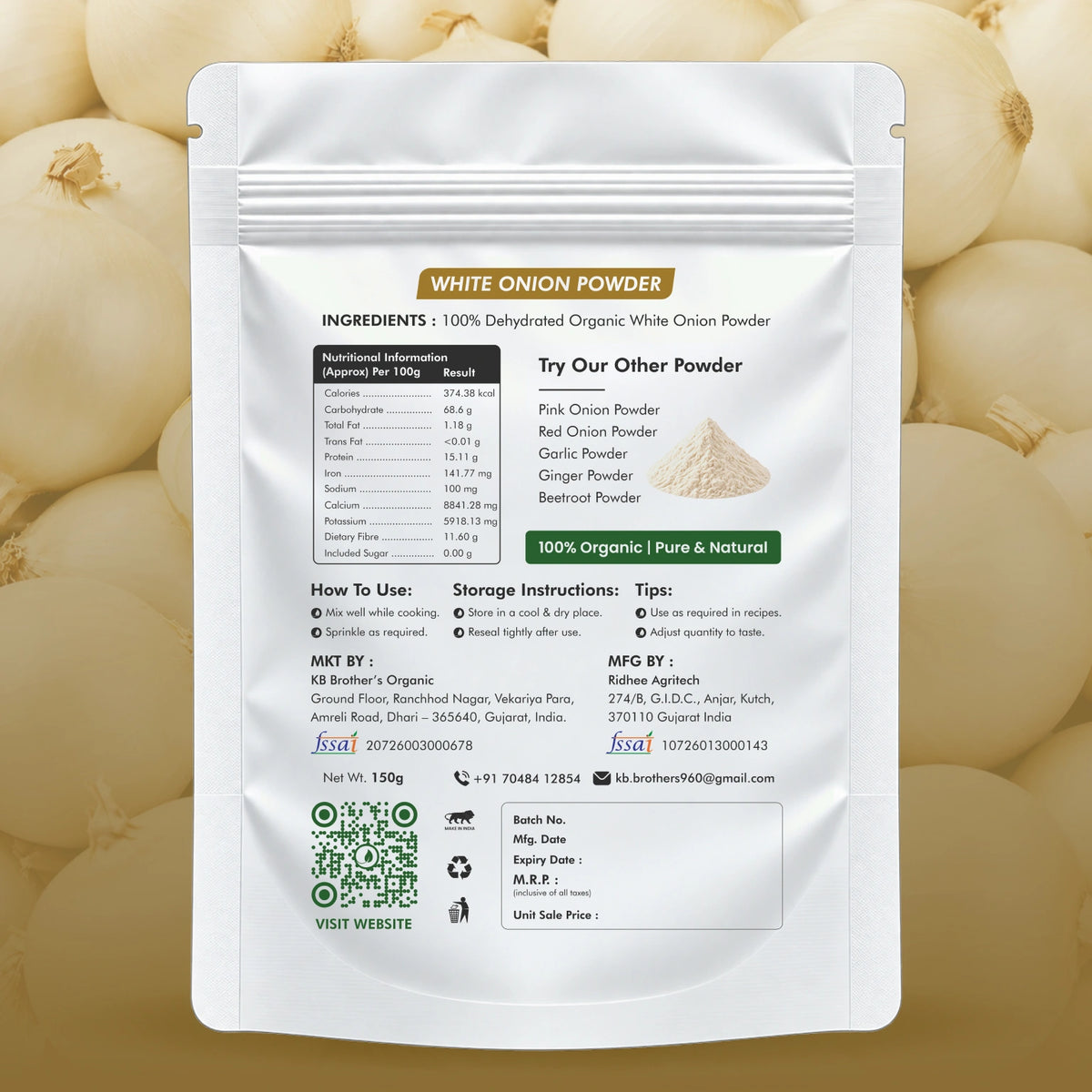 White Onion Dehydrated Powder